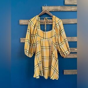 Yellow Plaid Mini Dress